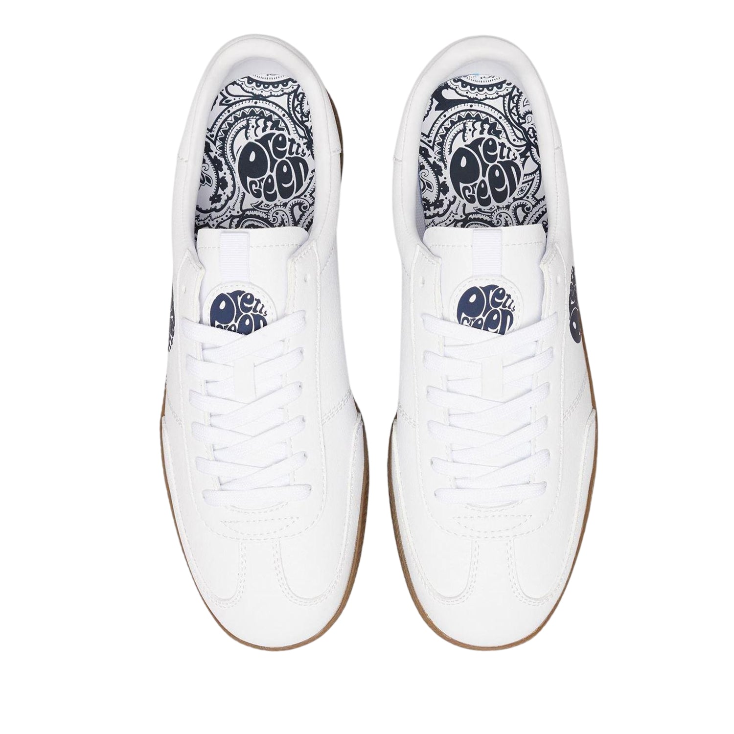 White - Side - Pretty Green Mens Ramblas Paisley Leather Trainers