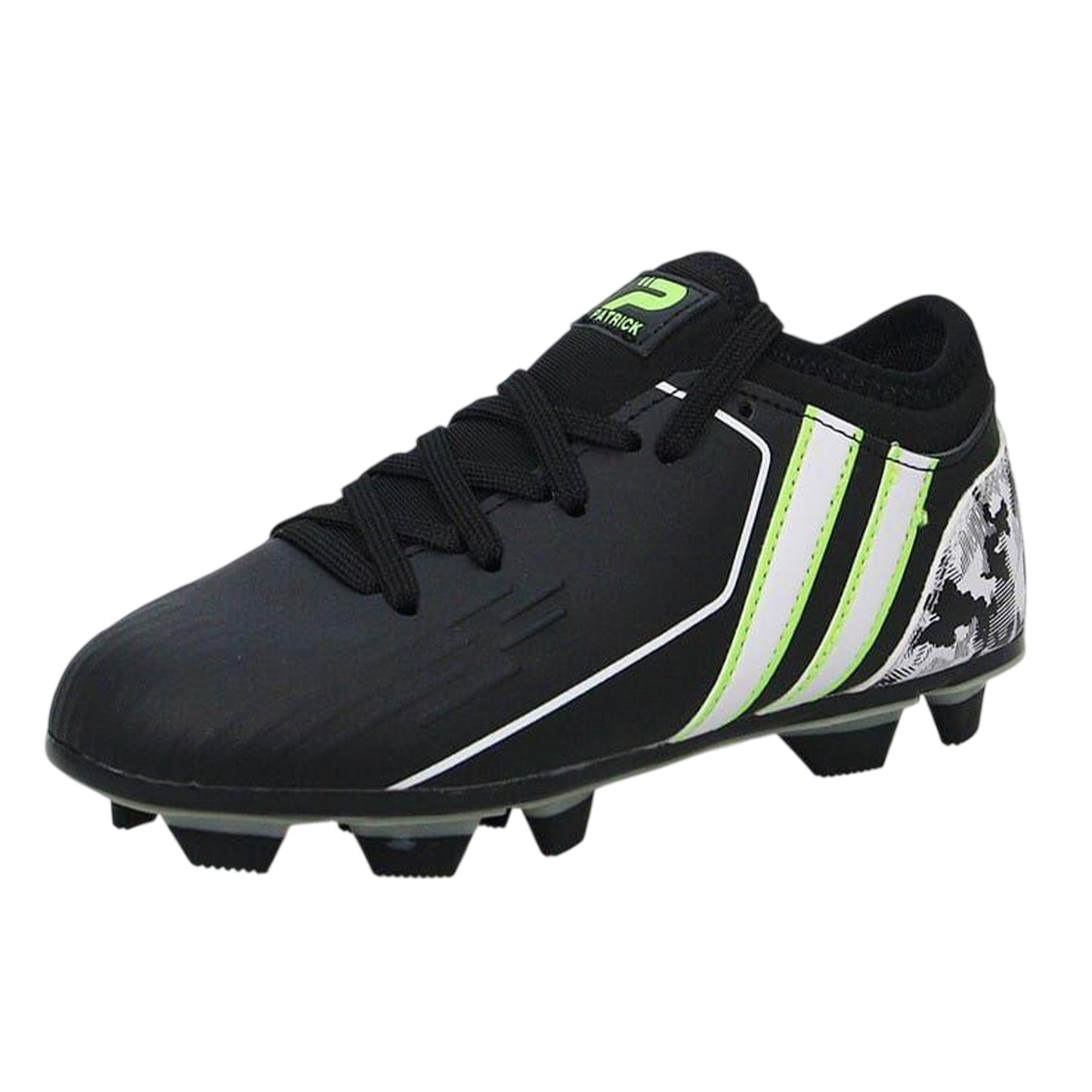 Black - Side - Patrick Childrens-Kids Camouflage Lace Up Football Boots