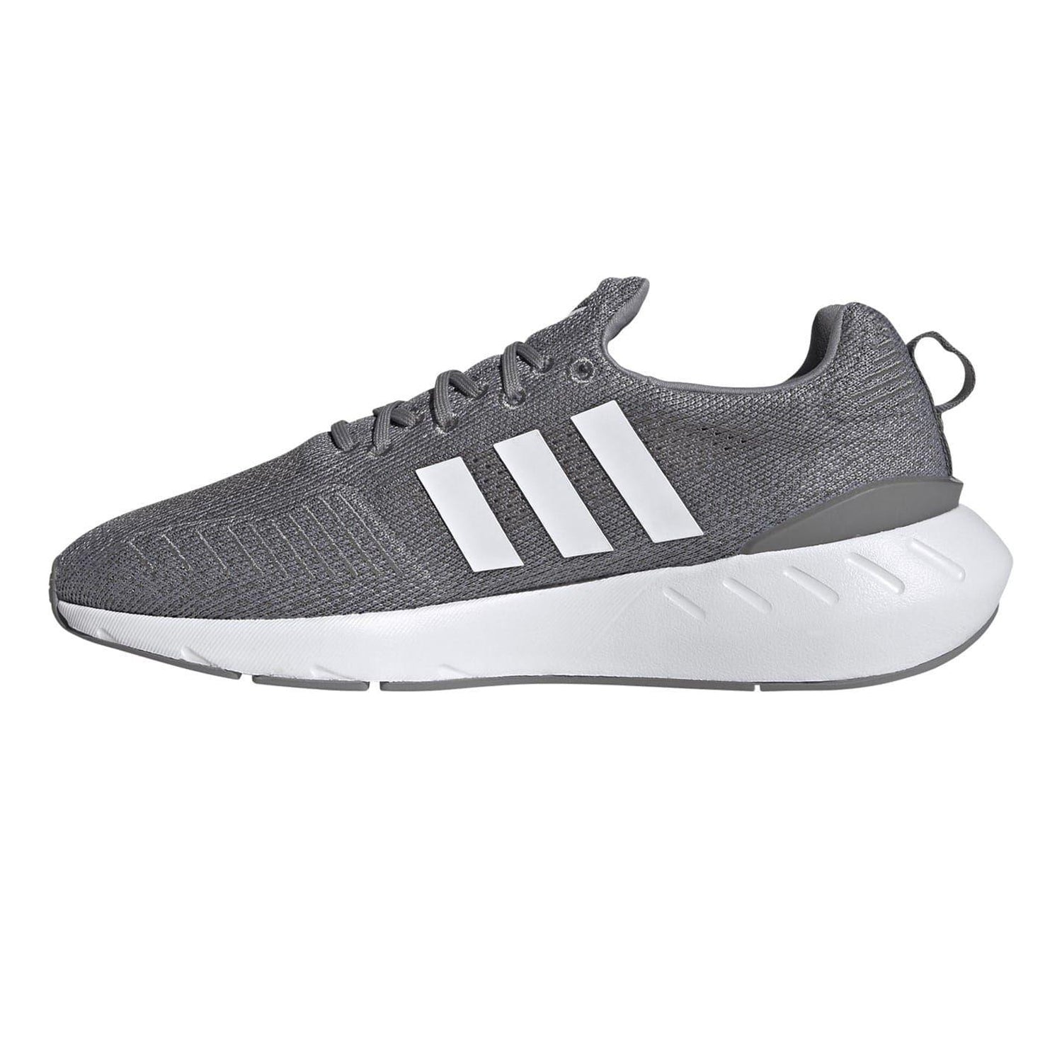 Grey - Side - Adidas Mens Swift Run 22 3 Stripes Knitted Trainers