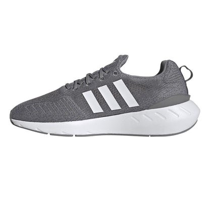Grey - Side - Adidas Mens Swift Run 22 3 Stripes Knitted Trainers