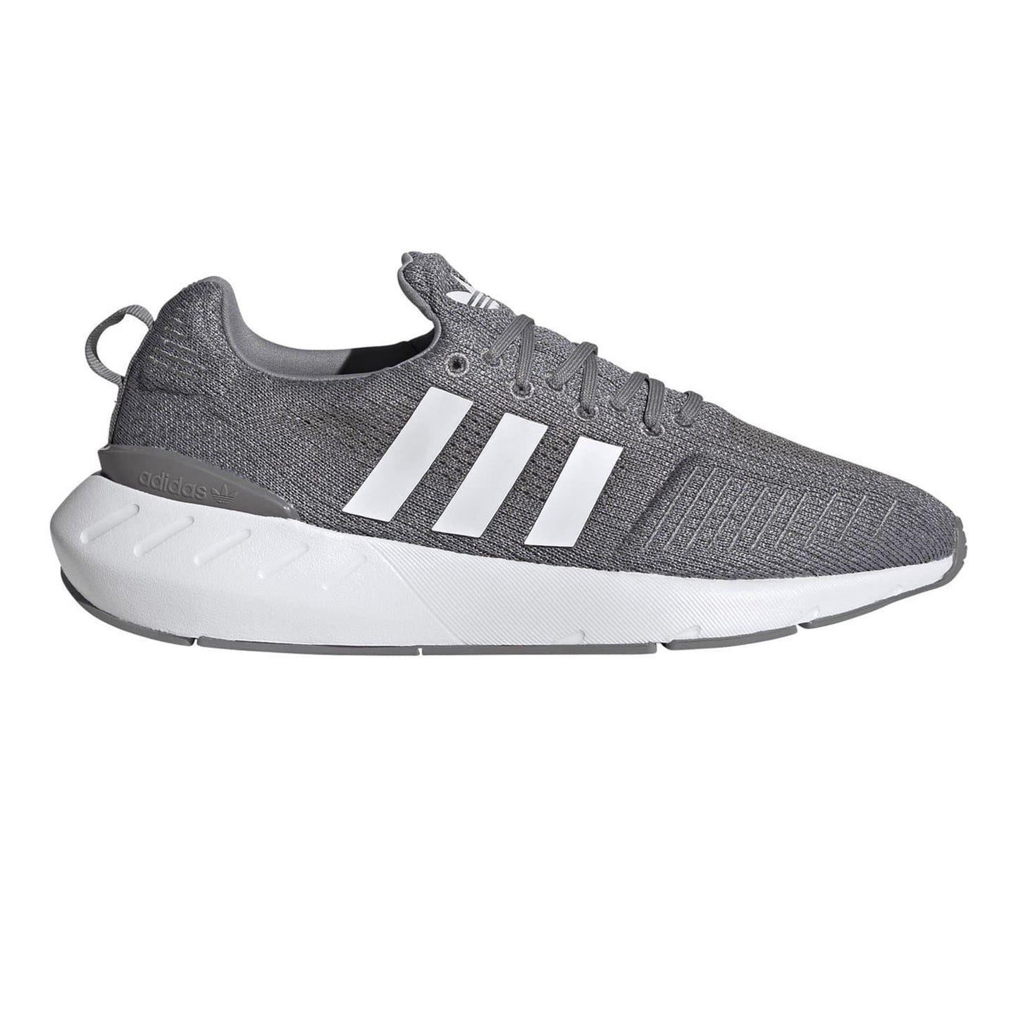 Grey - Front - Adidas Mens Swift Run 22 3 Stripes Knitted Trainers