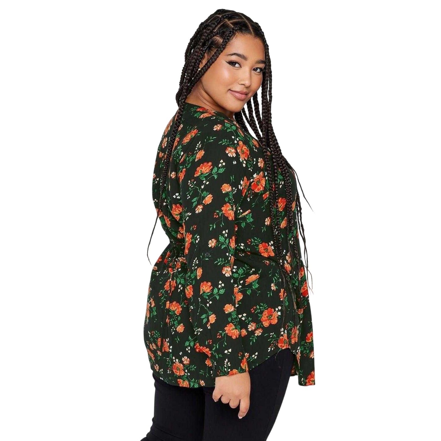 Black-Red - Back - Yours Womens-Ladies Floral Woven Tunic
