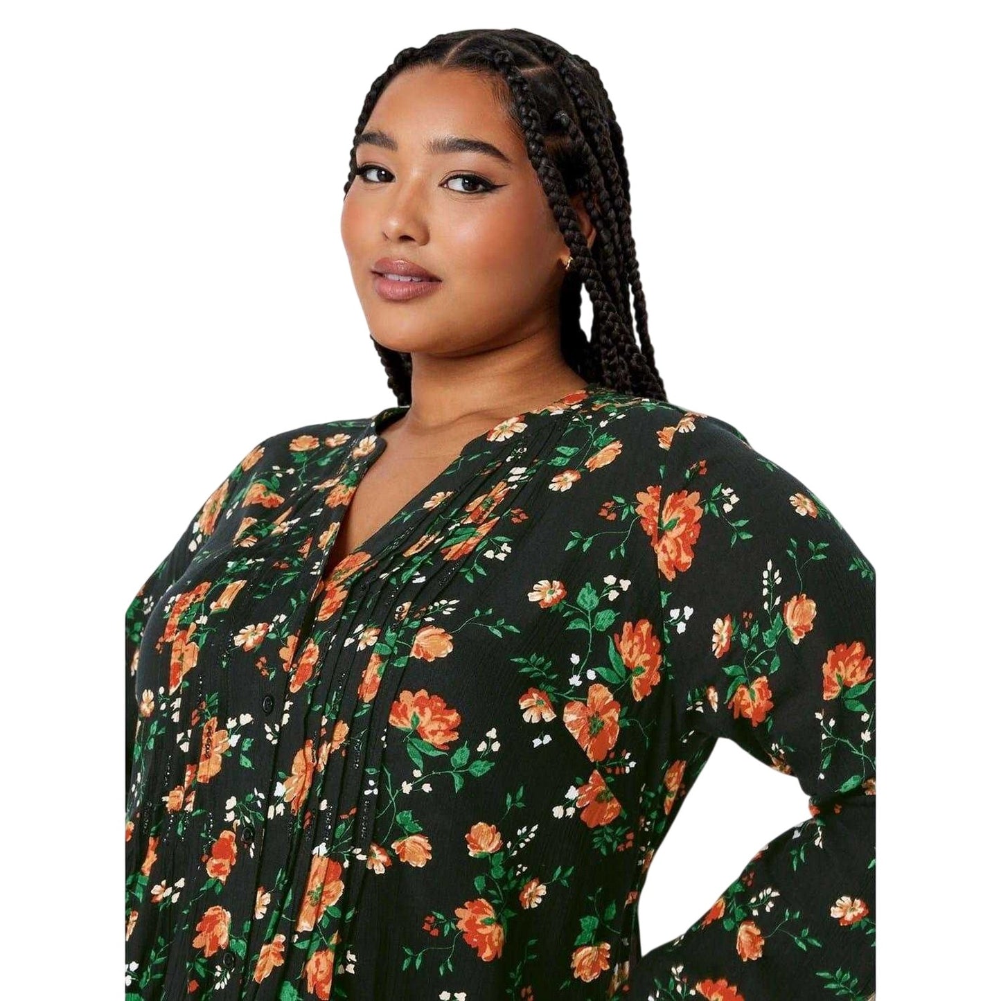 Black-Red - Side - Yours Womens-Ladies Floral Woven Tunic