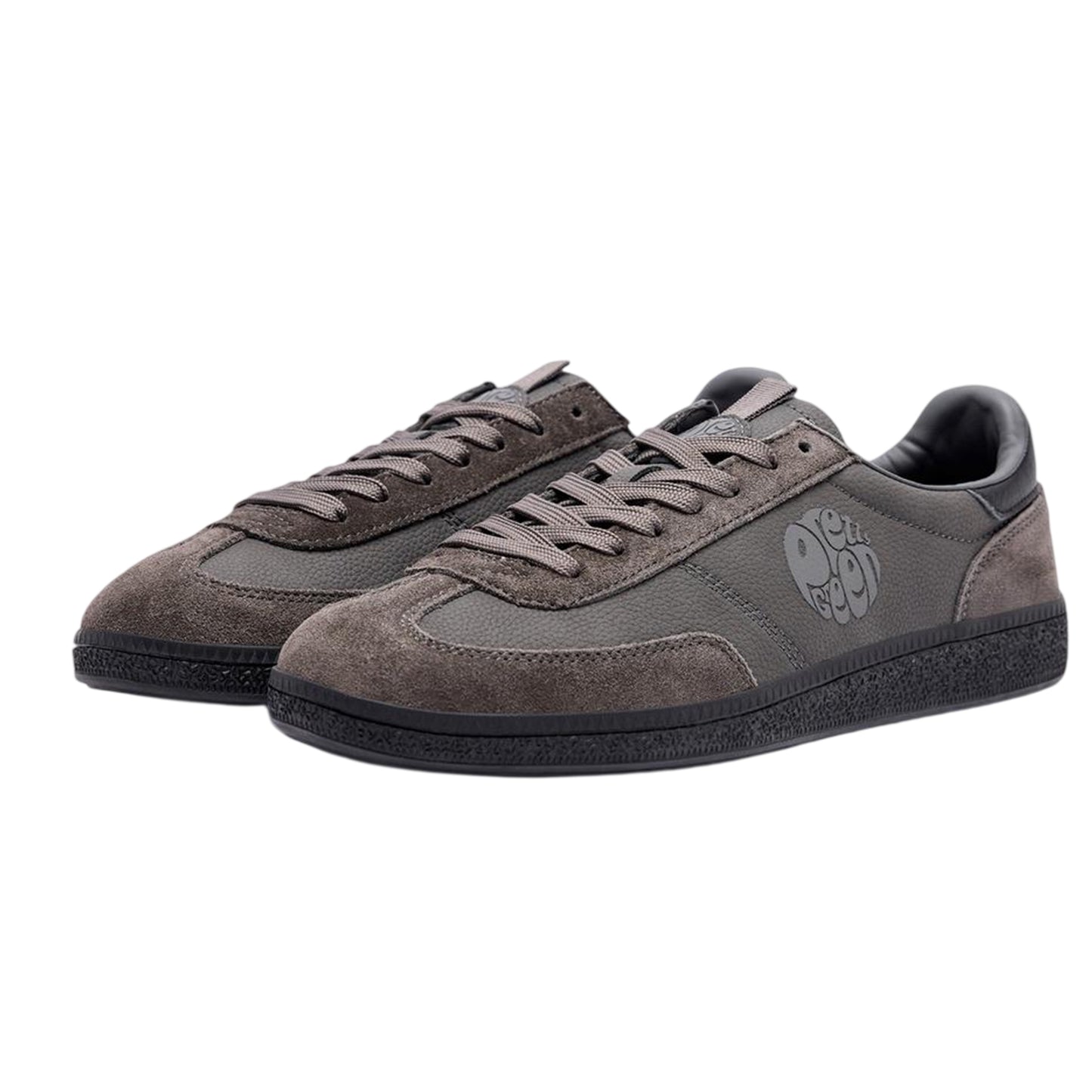 Grey-Black - Back - Pretty Green Mens Ramblas G25 Leather Trainers