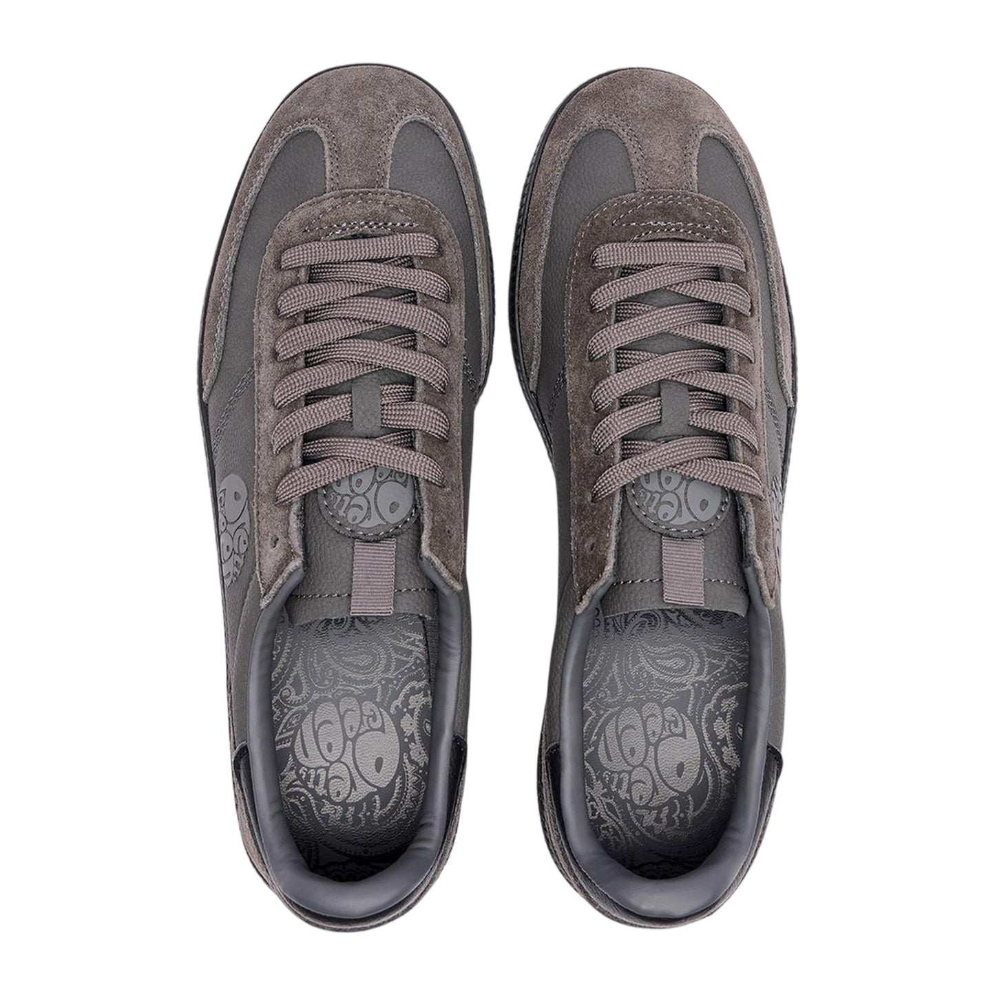 Grey-Black - Side - Pretty Green Mens Ramblas G25 Leather Trainers