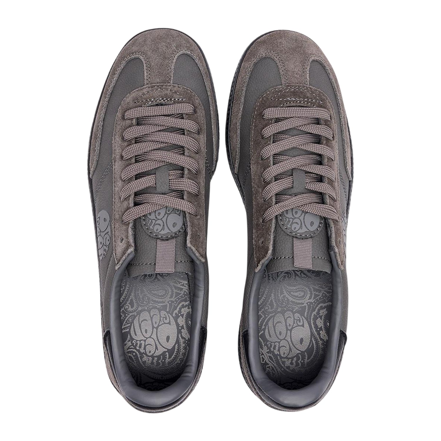 Grey-Black - Side - Pretty Green Mens Ramblas G25 Leather Trainers