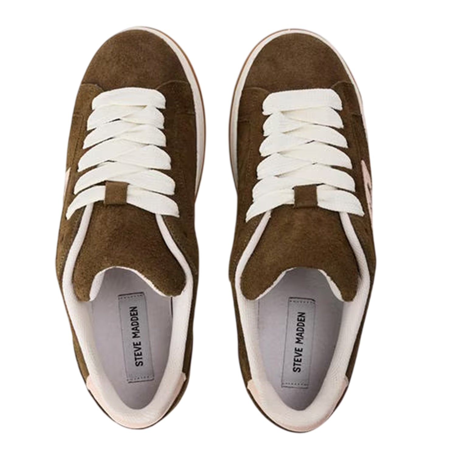 Khaki Brown - Side - Steve Madden Womens-Ladies Alysha Logo Lace Up Trainers