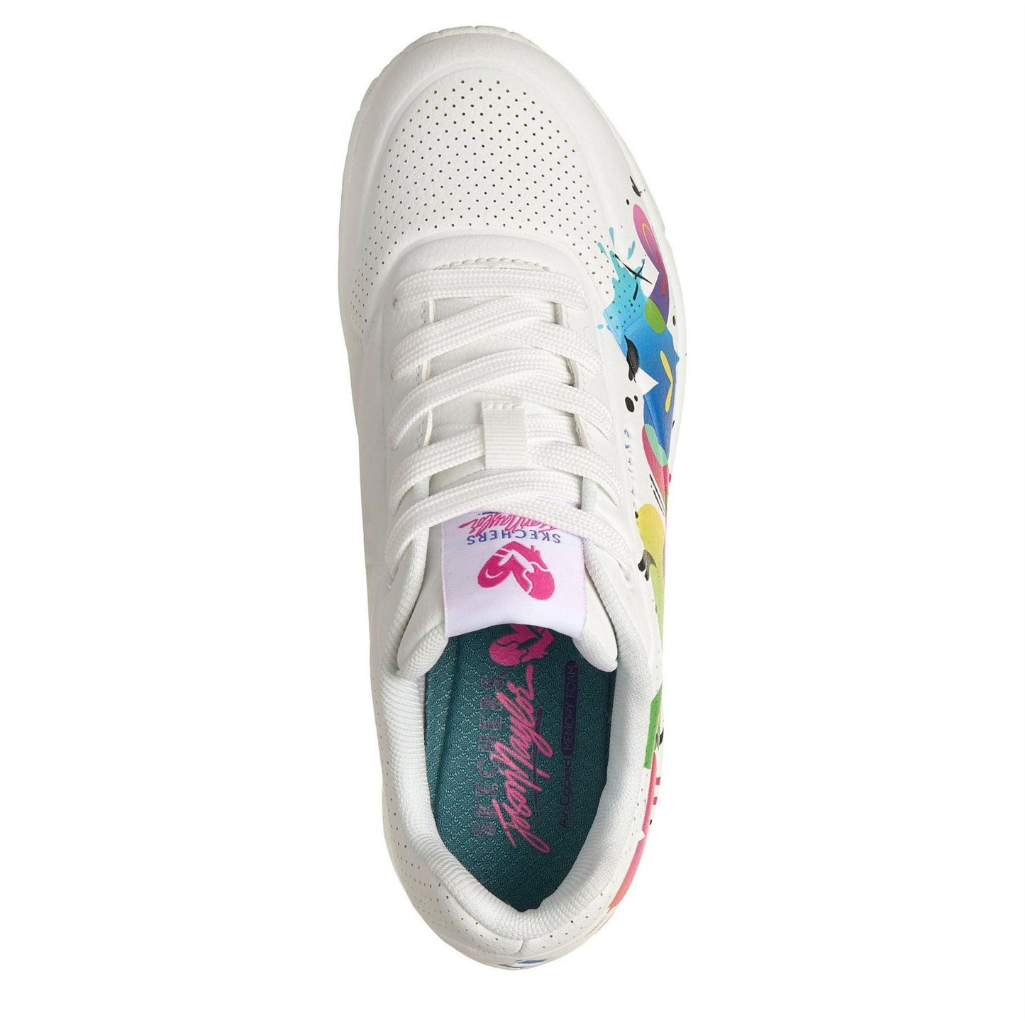 White-Green-Black - Side - Skechers Womens-Ladies Uno J Nylor Trainers