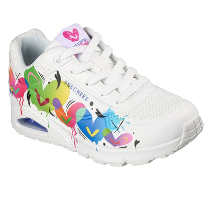 White-Green-Black - Pack Shot - Skechers Womens-Ladies Uno J Nylor Trainers