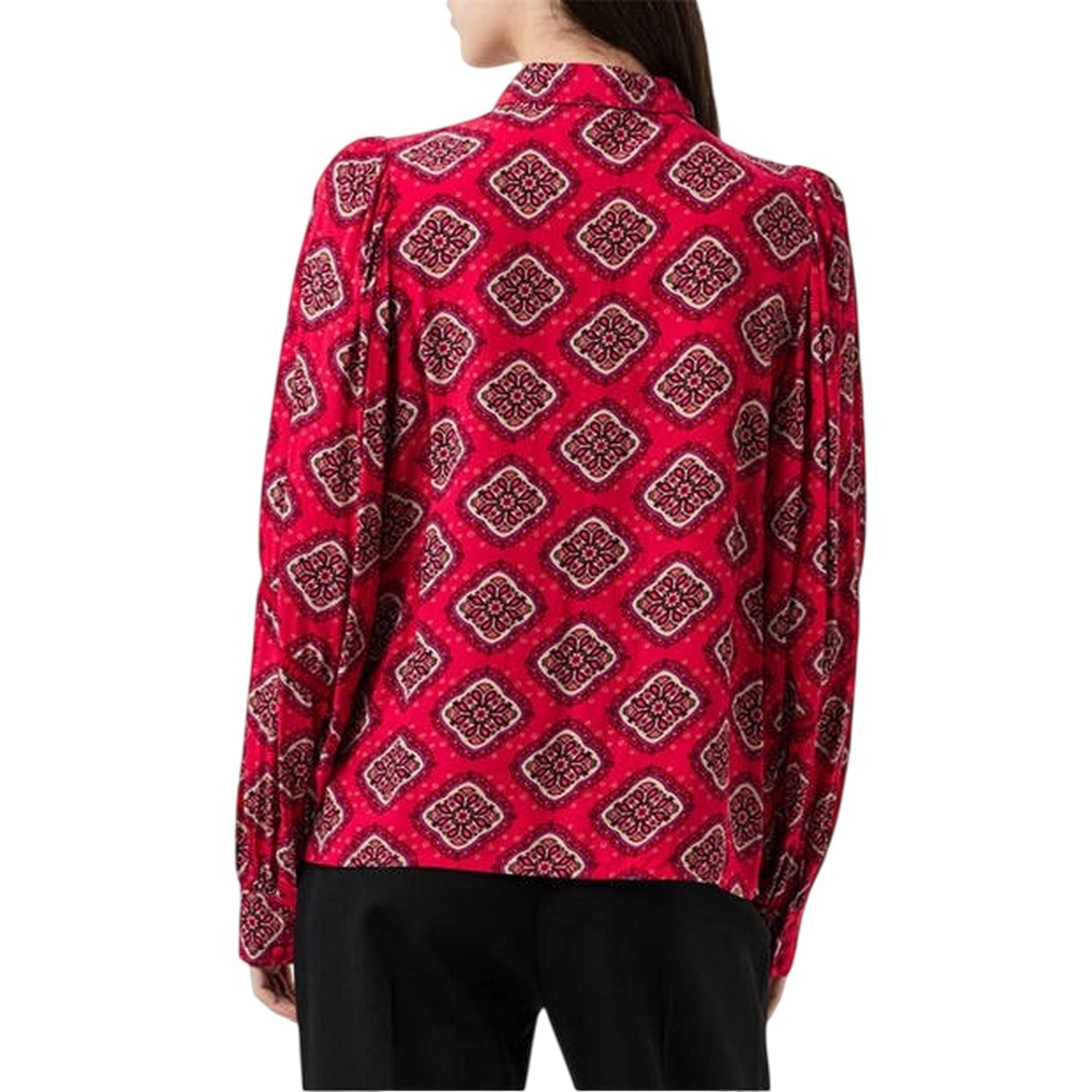 Raspberry Pink - Back - Vero Moda Womens-Ladies Lace Detail Relaxed Fit Puff Sleeve Shirt