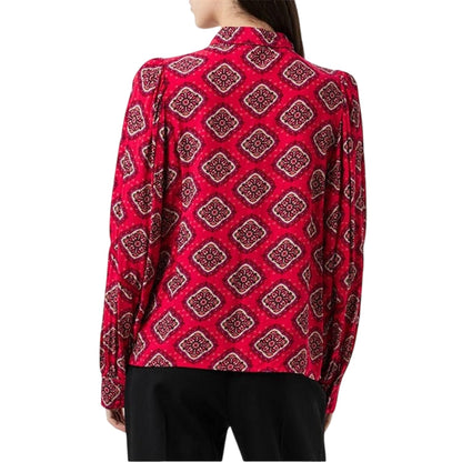 Raspberry Pink - Back - Vero Moda Womens-Ladies Lace Detail Relaxed Fit Puff Sleeve Shirt