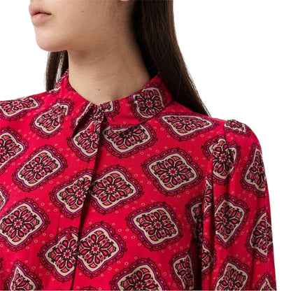 Raspberry Pink - Side - Vero Moda Womens-Ladies Lace Detail Relaxed Fit Puff Sleeve Shirt