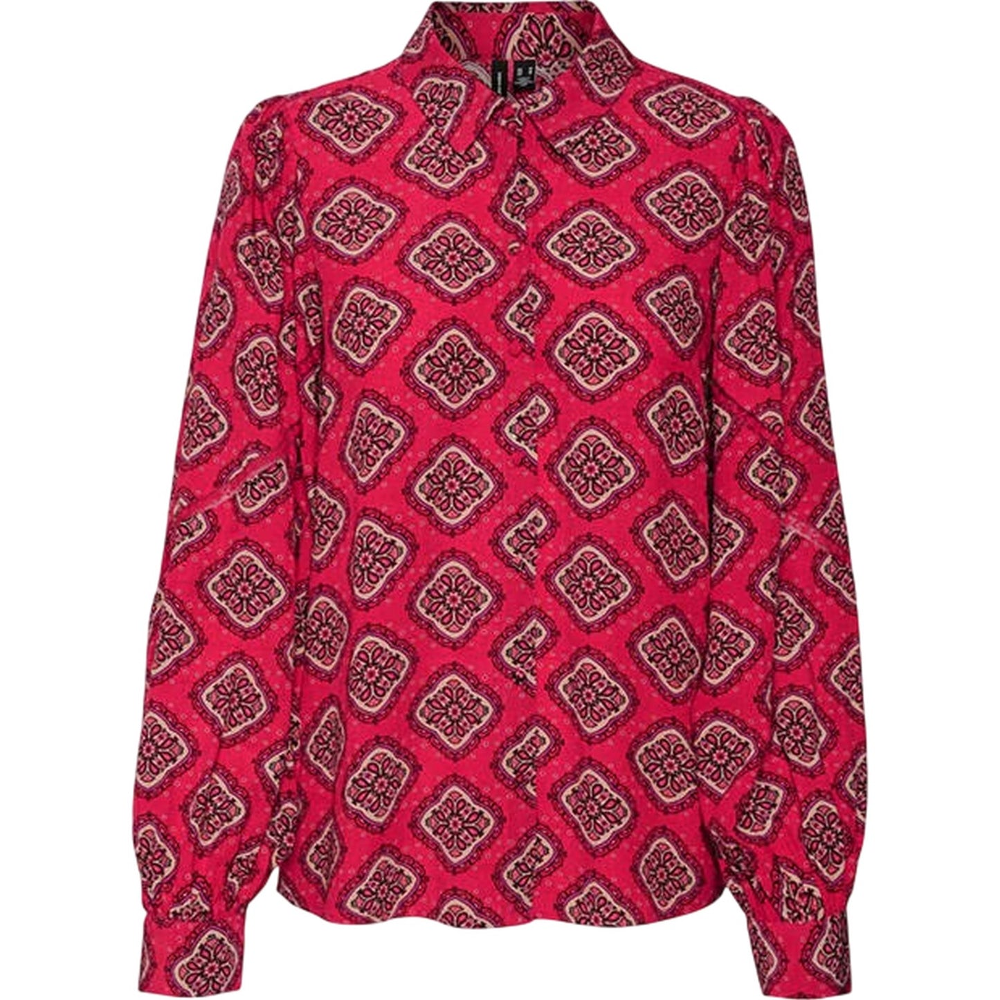 Raspberry Pink - Front - Vero Moda Womens-Ladies Lace Detail Relaxed Fit Puff Sleeve Shirt
