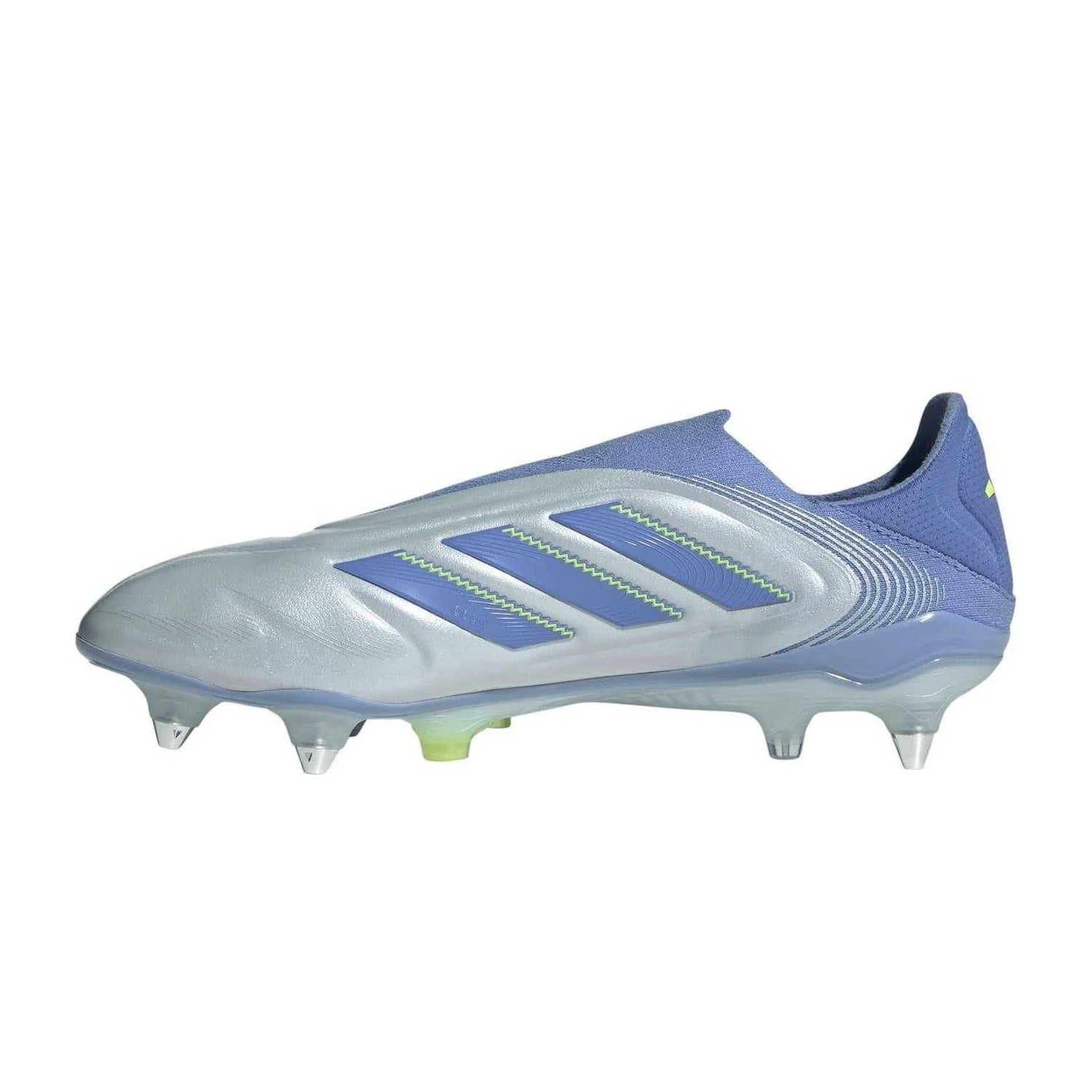 Blue-Lemon - Side - Adidas Mens Copa Pure III Elite 3 Stripes Leather Soft Ground Football Boots