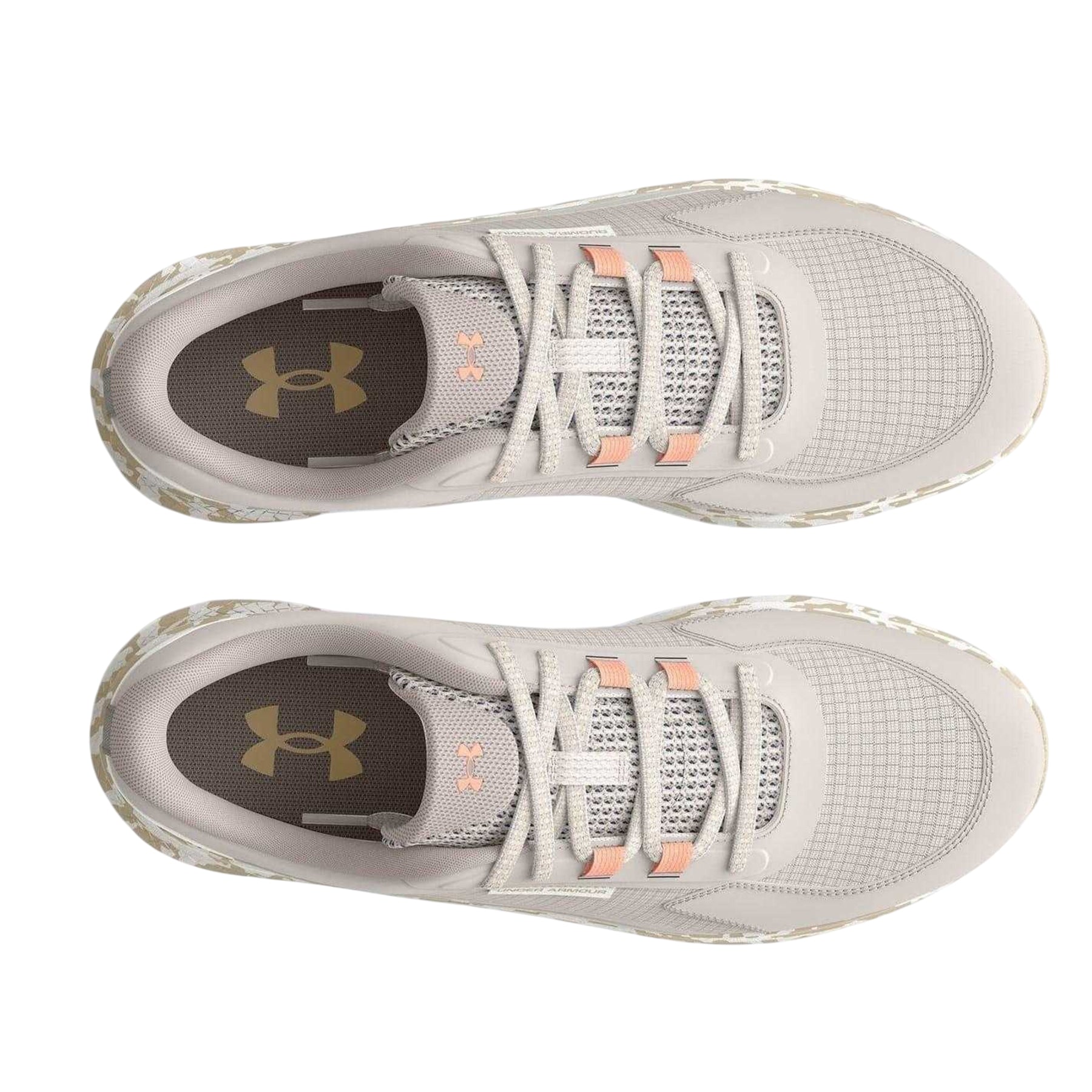Grey - Side - Under Armour Womens-Ladies Charged Bandit TR3 Camouflage Running Shoes