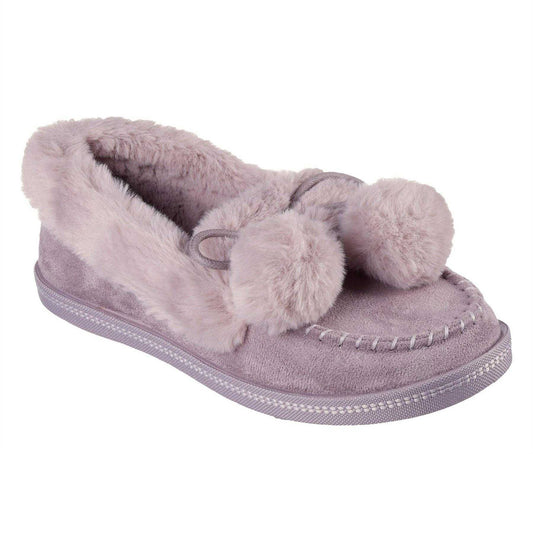 Lavender - Front - Skechers Womens-Ladies Cosy CampF Moccasin Flat Slippers