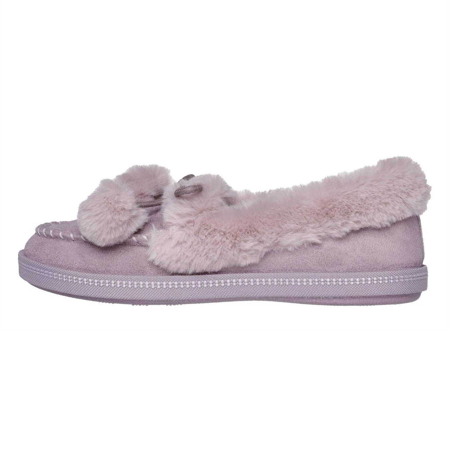 Lavender - Back - Skechers Womens-Ladies Cosy CampF Moccasin Flat Slippers