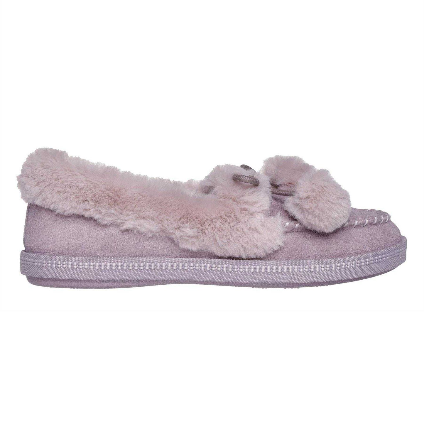 Lavender - Side - Skechers Womens-Ladies Cosy CampF Moccasin Flat Slippers
