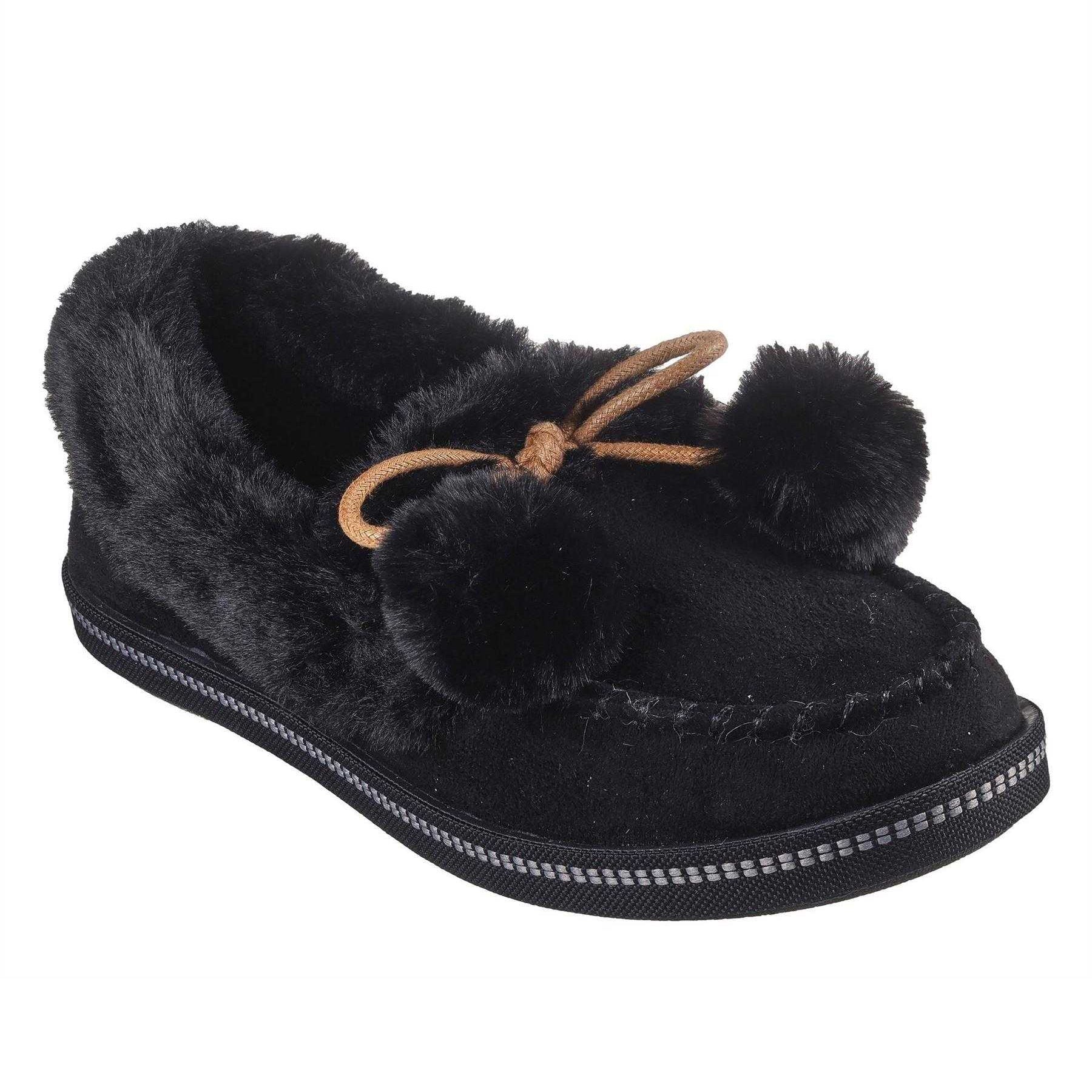 Black - Front - Skechers Womens-Ladies Cosy CampF Moccasin Flat Slippers