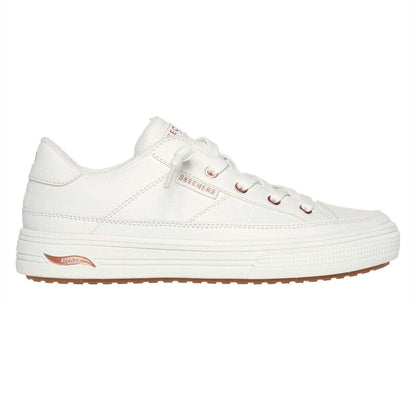 White-Rose Gold - Side - Skechers Womens-Ladies Arcade On My Way Arch Fit Trainers