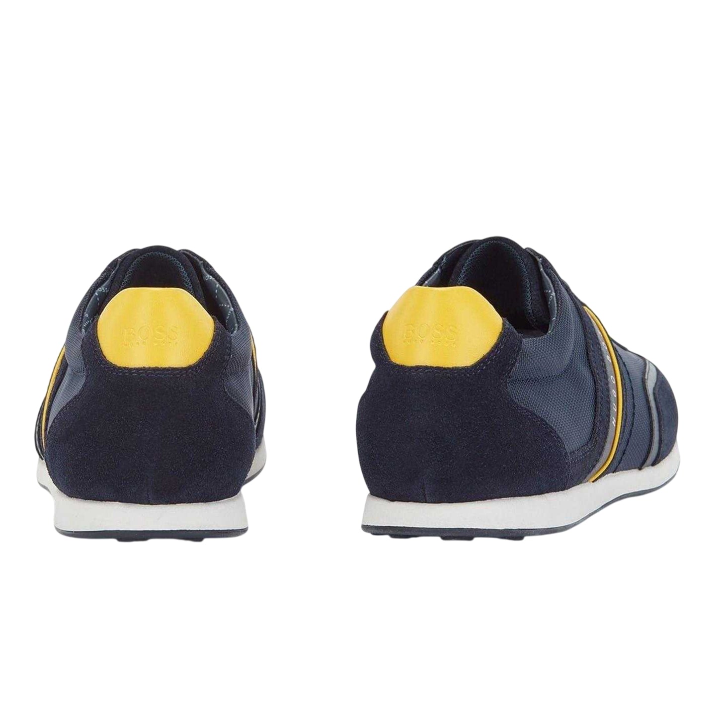 Navy - Back - Hugo Boss Mens Stiven Leather Lace Up Trainers