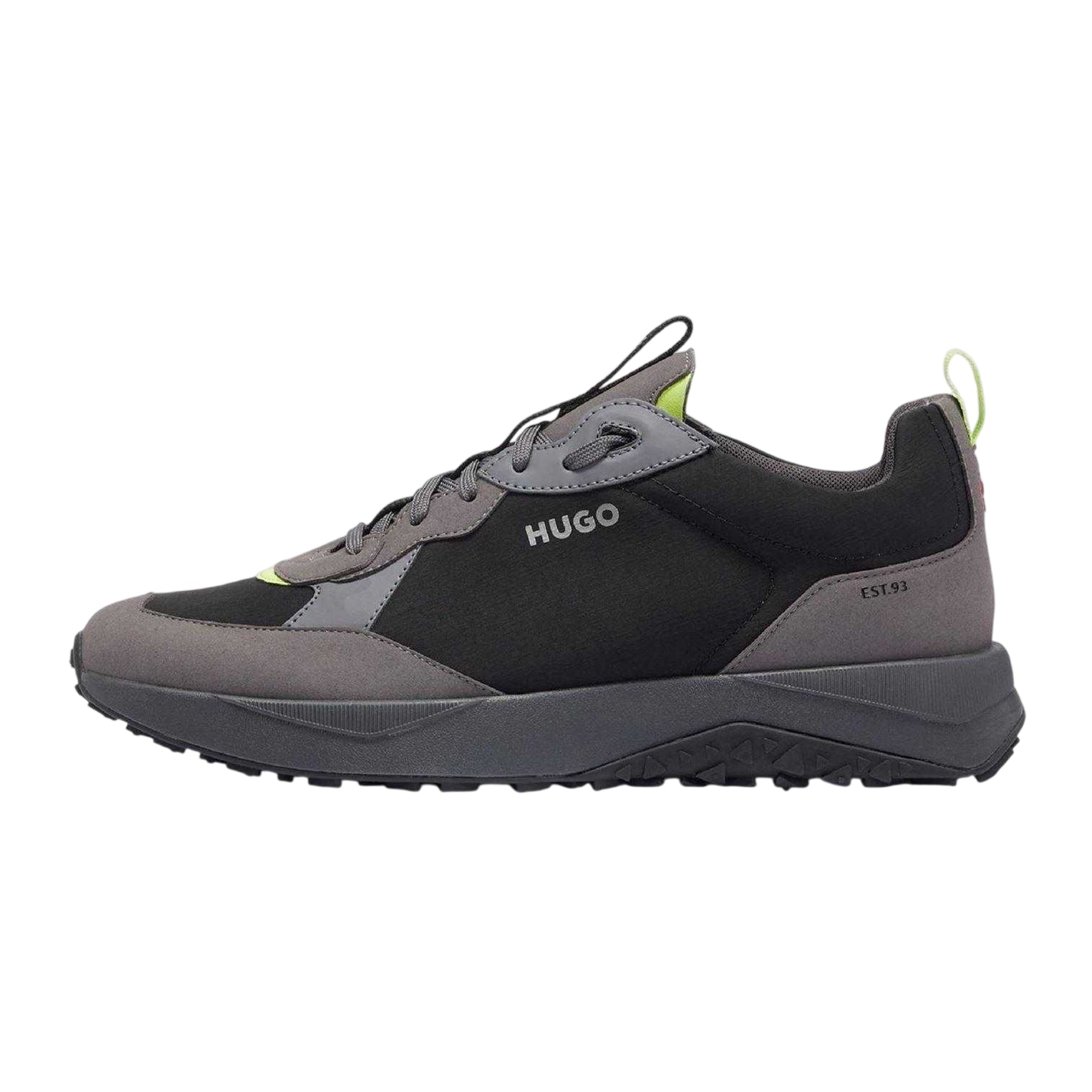 Black - Back - Hugo Mens Kane Runn Textile Lace Up Shoes