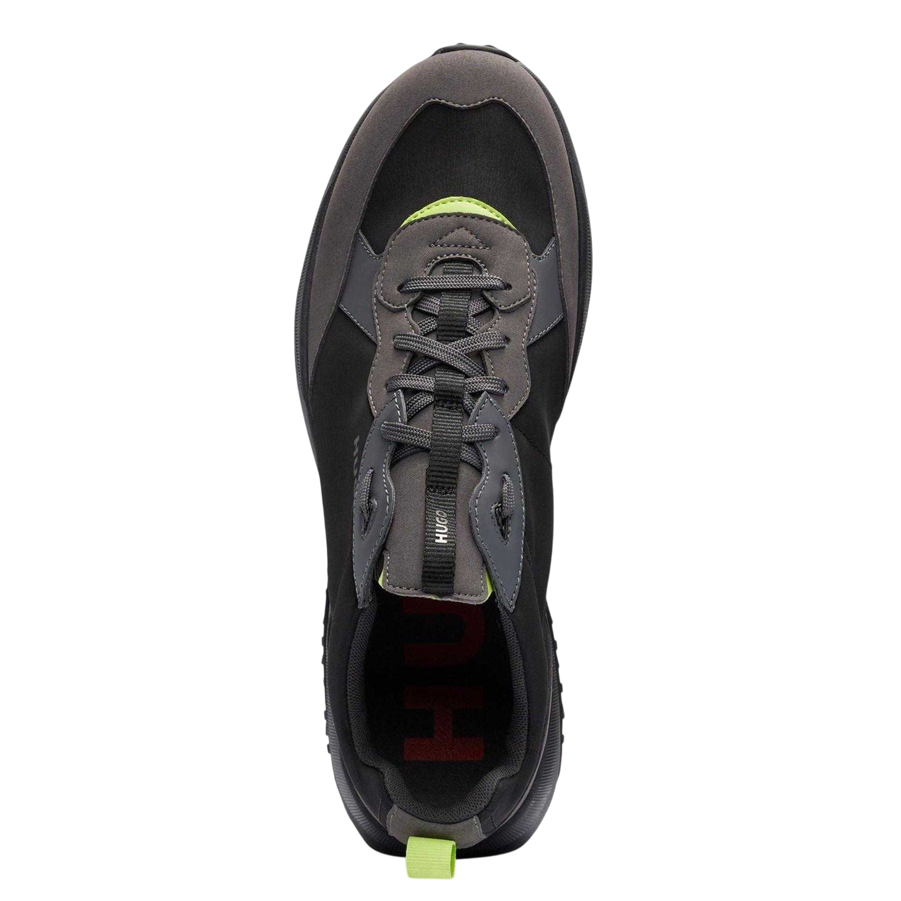 Black - Side - Hugo Mens Kane Runn Textile Lace Up Shoes