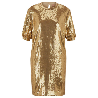 Gold - Front - Boss Womens-Ladies Sequins Dress
