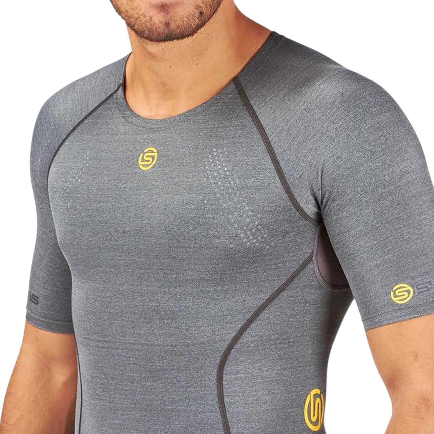 Grey - Side - Skins Mens A200 Short-Sleeved Top