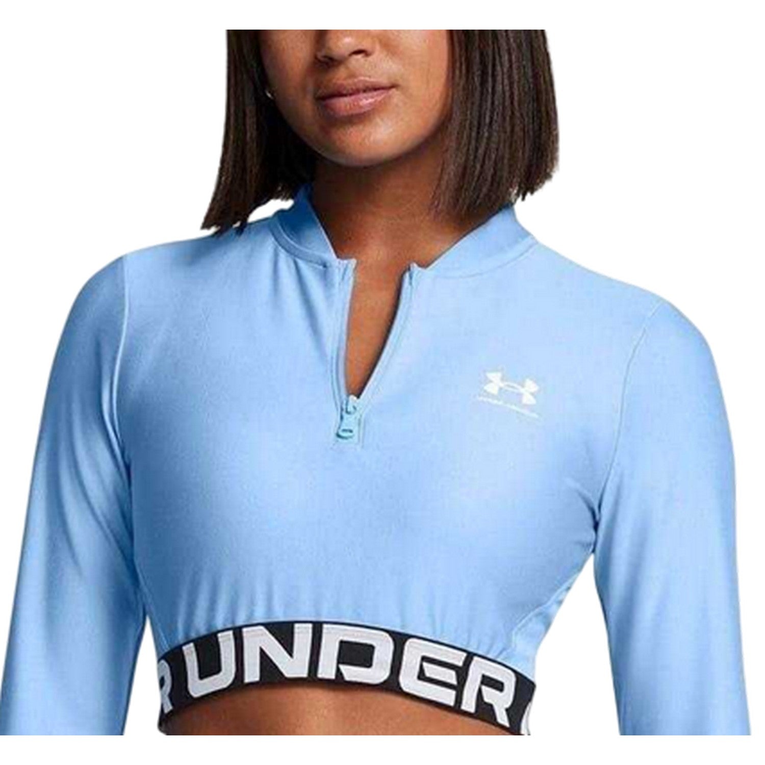 Blue - Side - Under Armour Womens-Ladies HeatGear Top