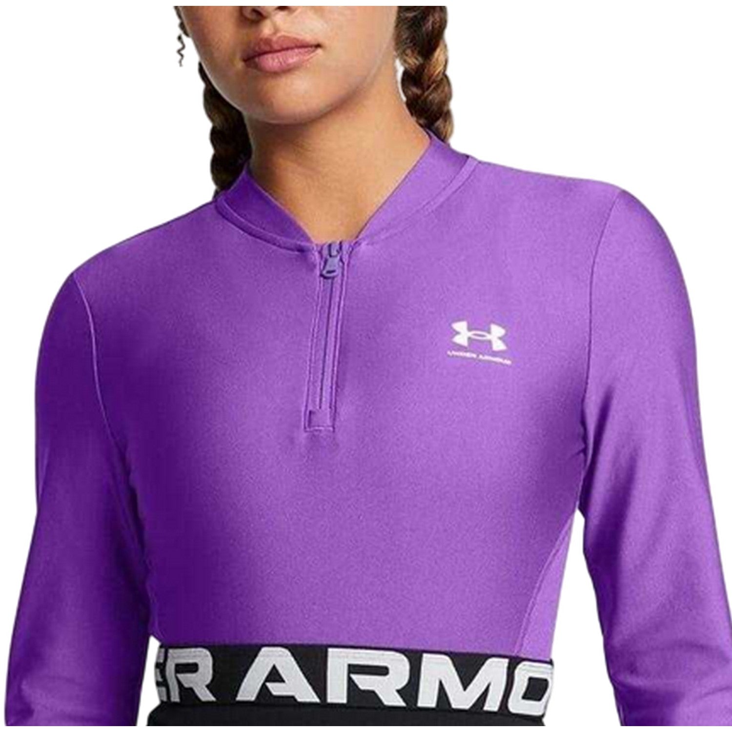 Purple - Side - Under Armour Womens-Ladies HeatGear Top