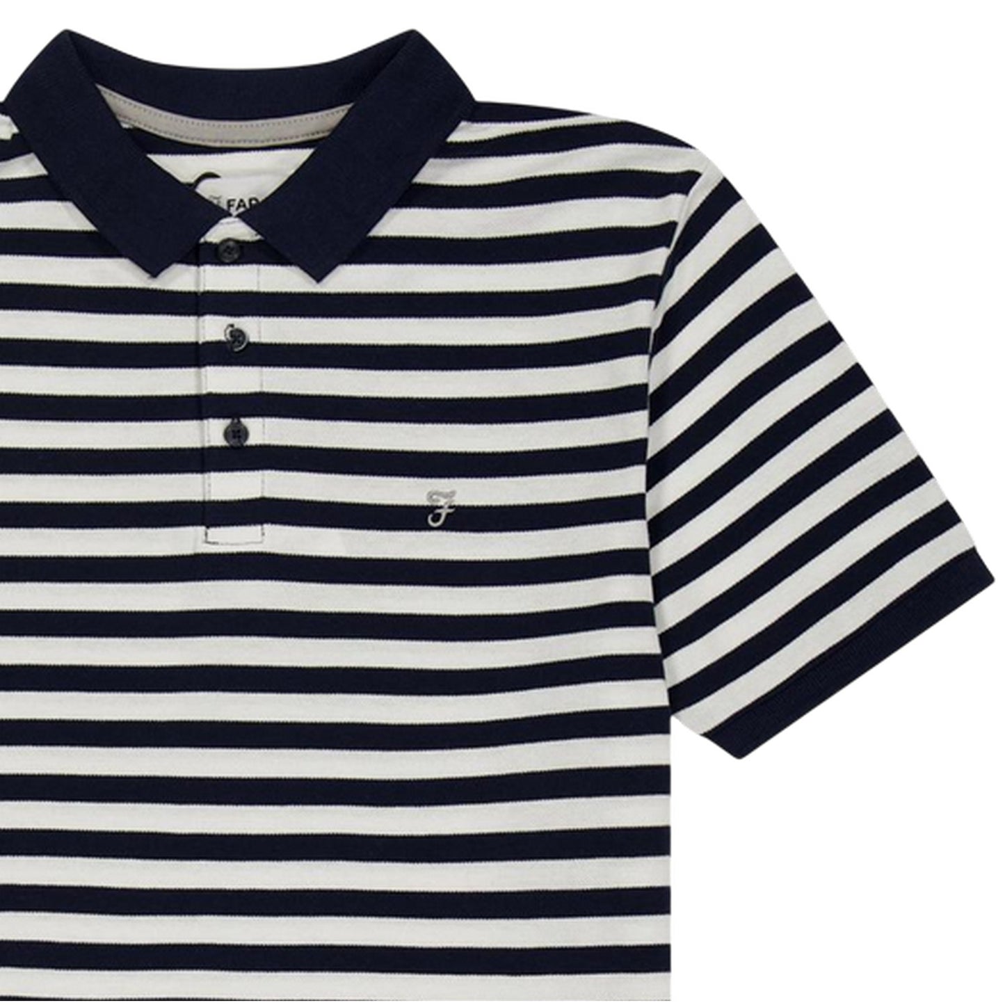 Black - Side - Farah Childrens-Kids Striped Yarn Dyed Polo Shirt