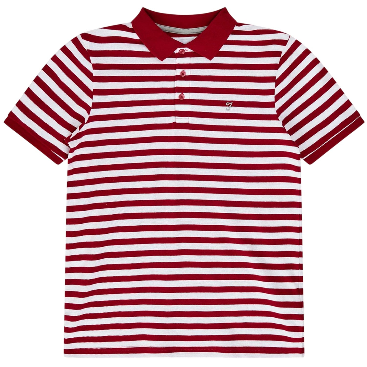 Red - Front - Farah Childrens-Kids Striped Yarn Dyed Polo Shirt
