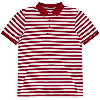 Red - Front - Farah Childrens-Kids Striped Yarn Dyed Polo Shirt