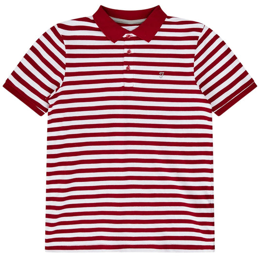 Red - Front - Farah Childrens-Kids Striped Yarn Dyed Polo Shirt