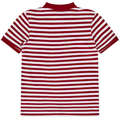 Red - Back - Farah Childrens-Kids Striped Yarn Dyed Polo Shirt