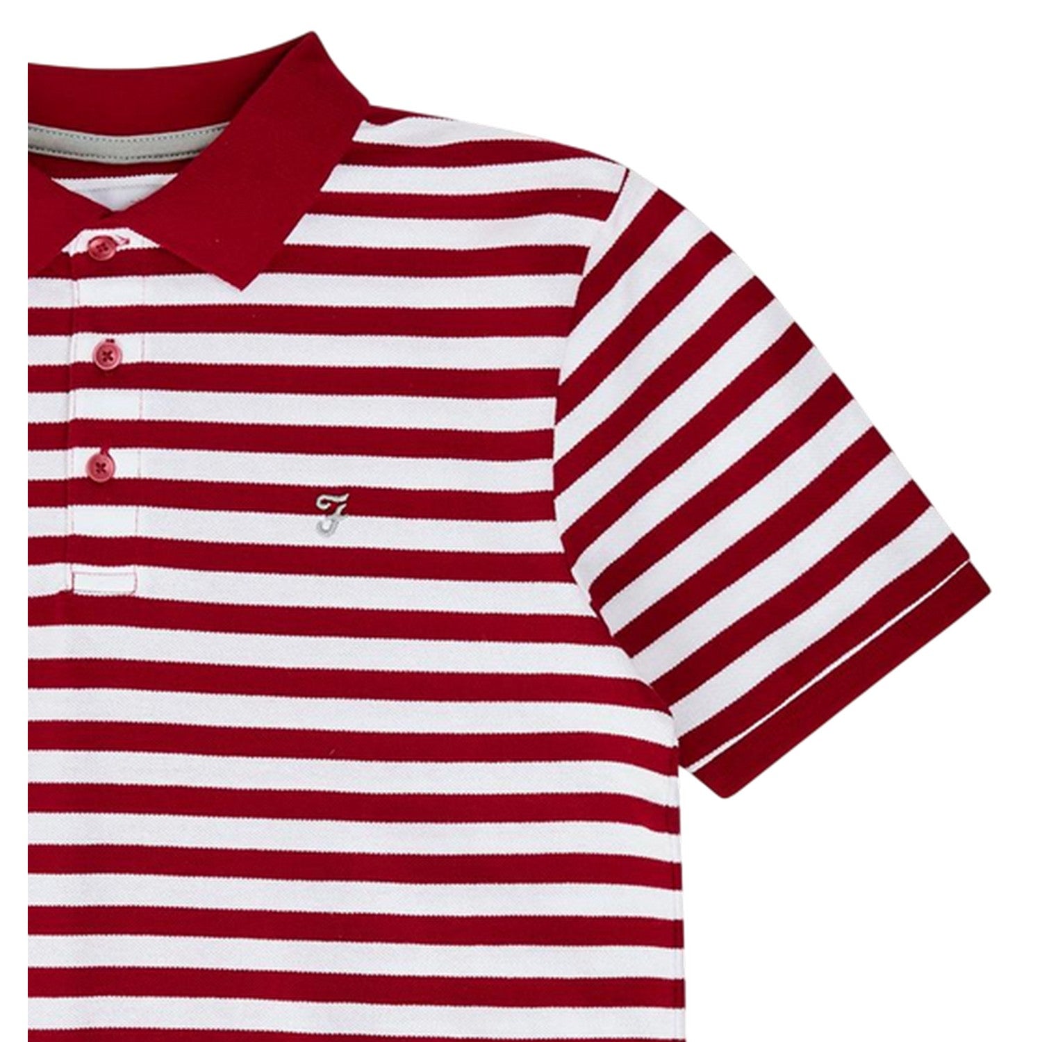 Red - Side - Farah Childrens-Kids Striped Yarn Dyed Polo Shirt