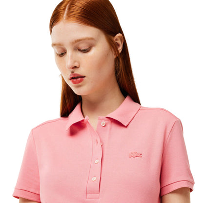 Pink - Side - Lacoste Womens-Ladies Pique Stretch Polo Shirt