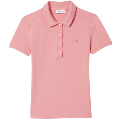 Pink - Front - Lacoste Womens-Ladies Pique Stretch Polo Shirt