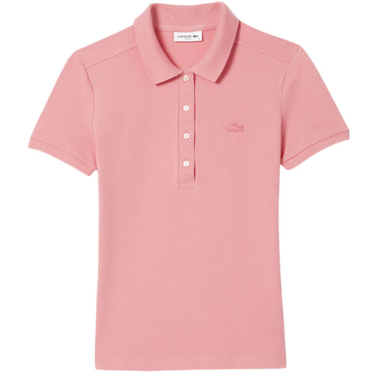 Pink - Front - Lacoste Womens-Ladies Pique Stretch Polo Shirt
