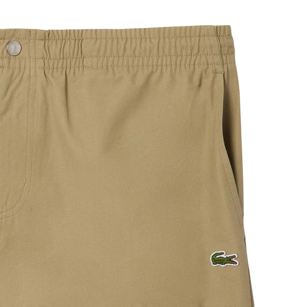 Beige - Back - Lacoste Mens Poplin Relaxed Fit Shorts