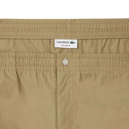 Beige - Side - Lacoste Mens Poplin Relaxed Fit Shorts