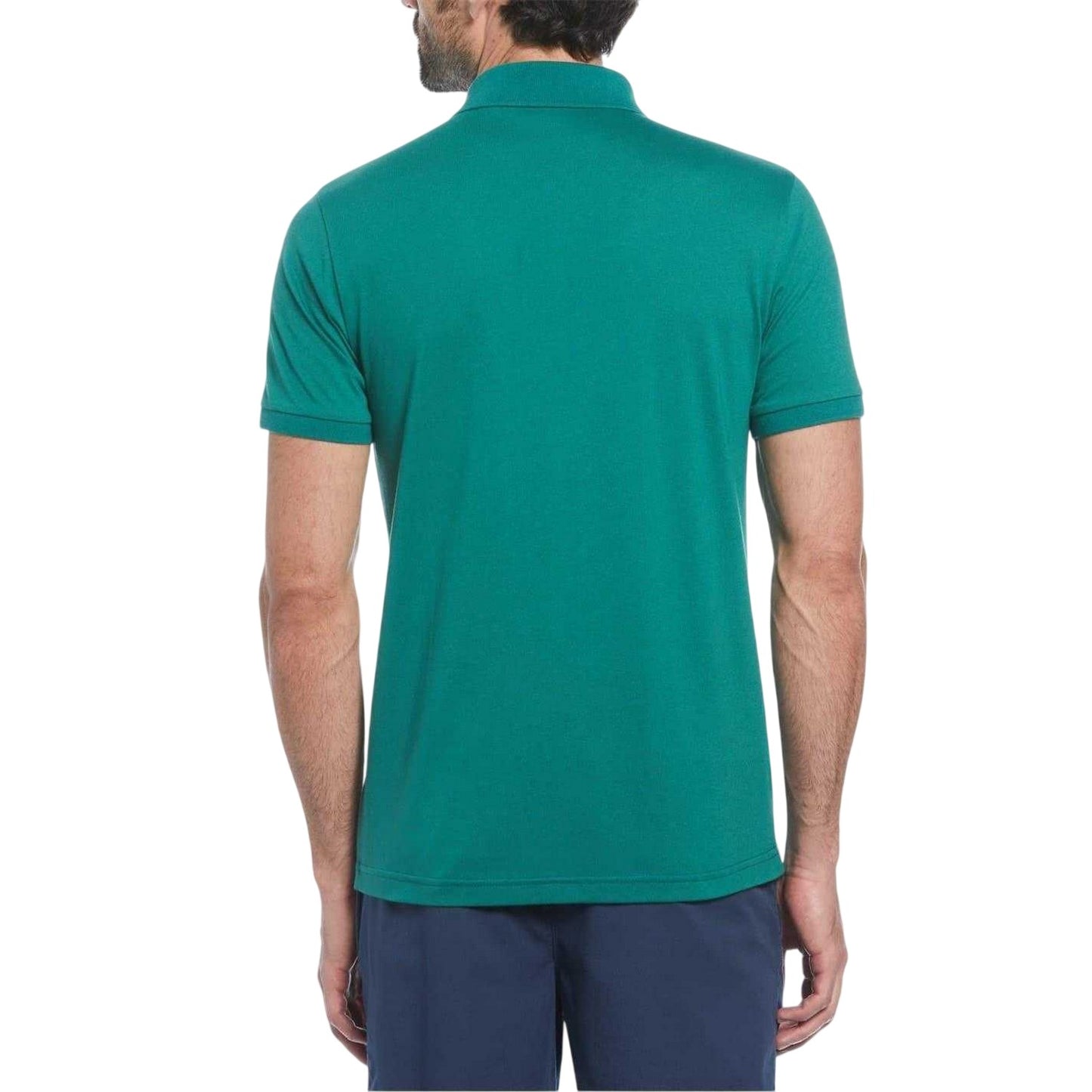 Green - Back - Original Penguin Mens Vertical Stripe Polo Shirt