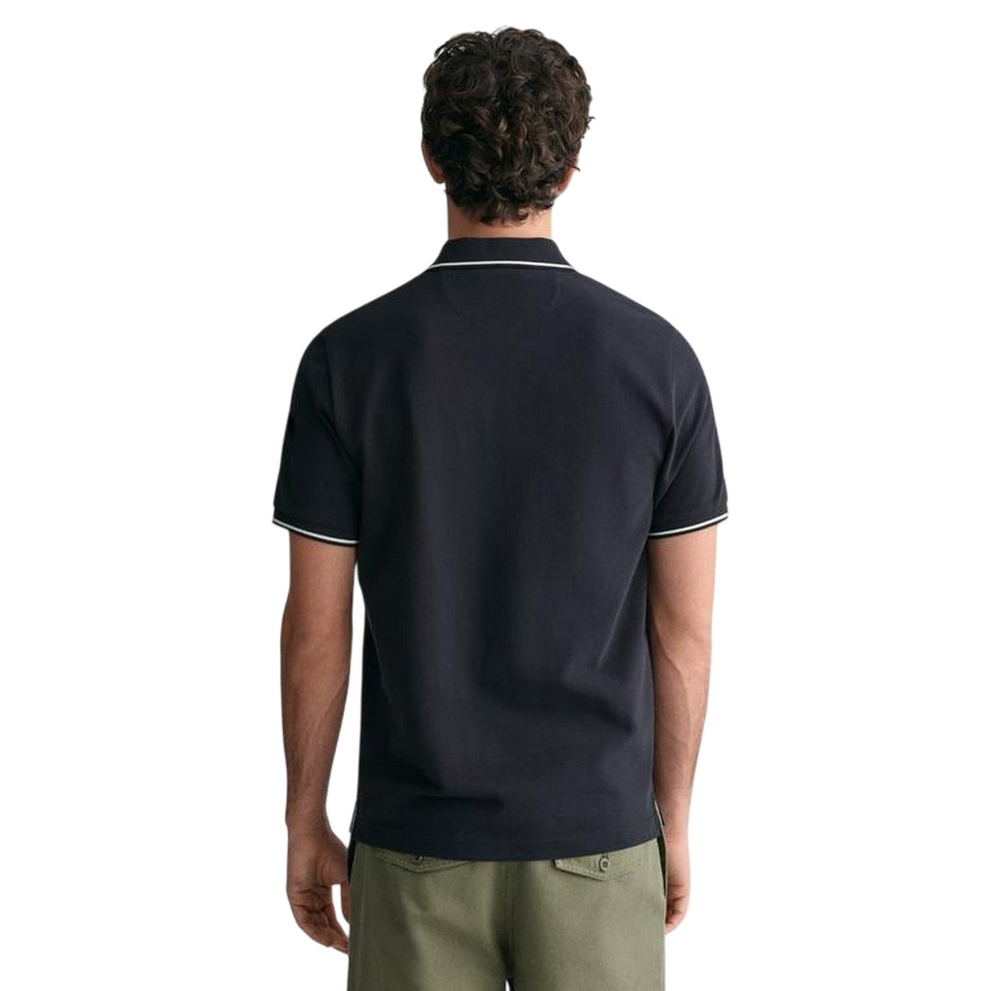 Black - Back - Gant Mens Embroidered Pique Polo Shirt