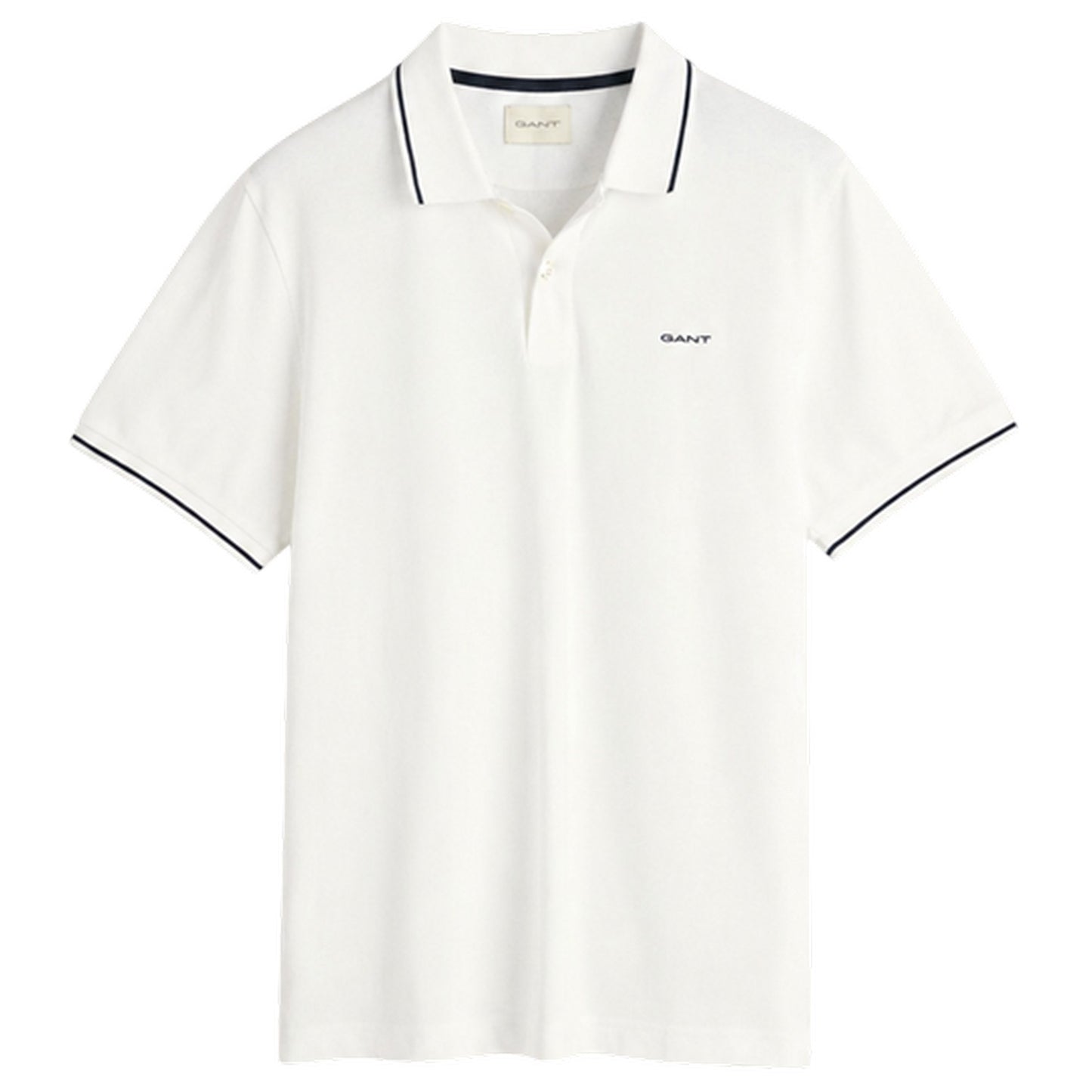White - Front - Gant Mens Embroidered Pique Polo Shirt
