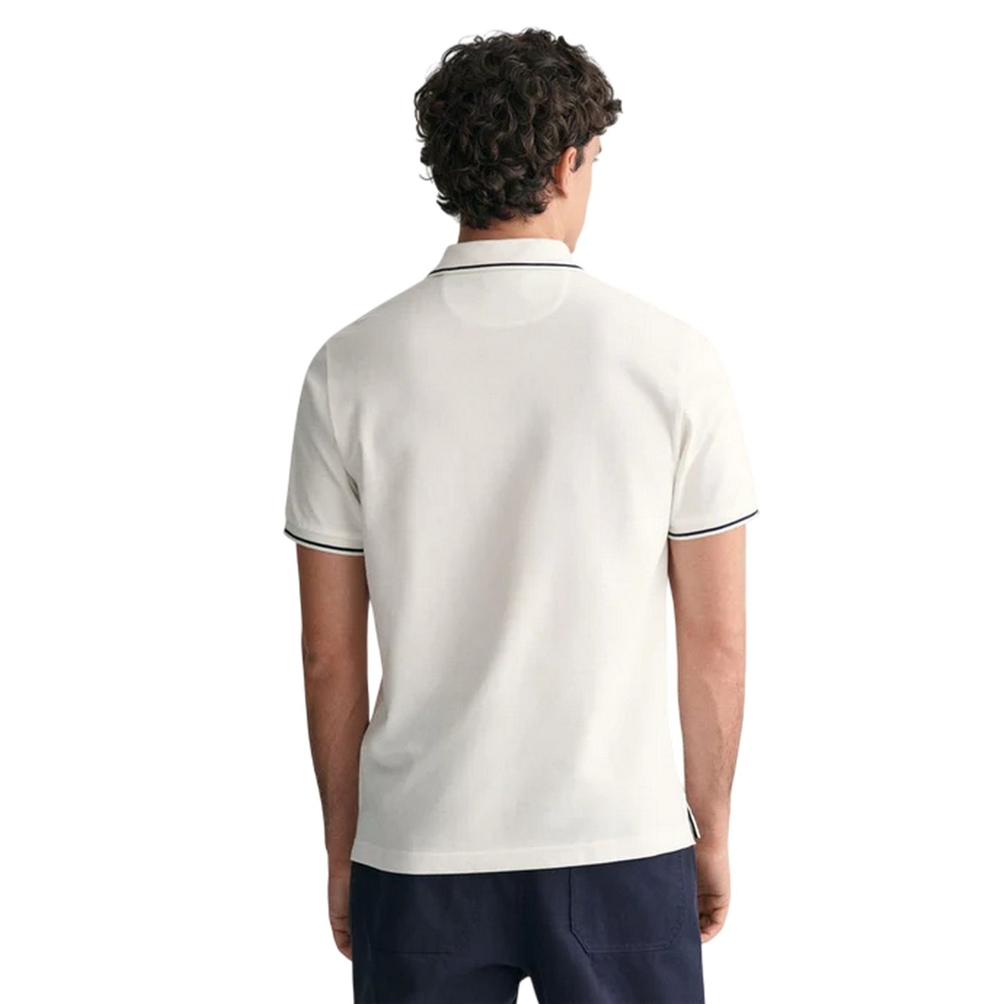 White - Back - Gant Mens Embroidered Pique Polo Shirt