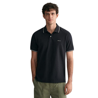 Black - Lifestyle - Gant Mens Embroidered Pique Polo Shirt