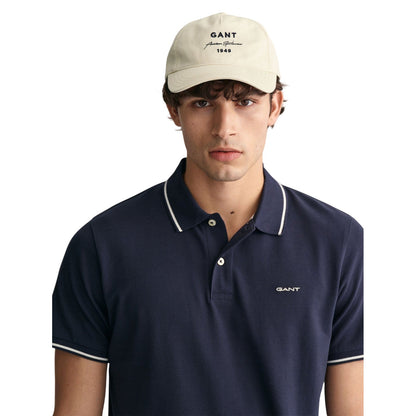 Evening Blue - Side - Gant Mens Embroidered Pique Polo Shirt