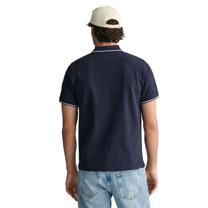Evening Blue - Lifestyle - Gant Mens Embroidered Pique Polo Shirt