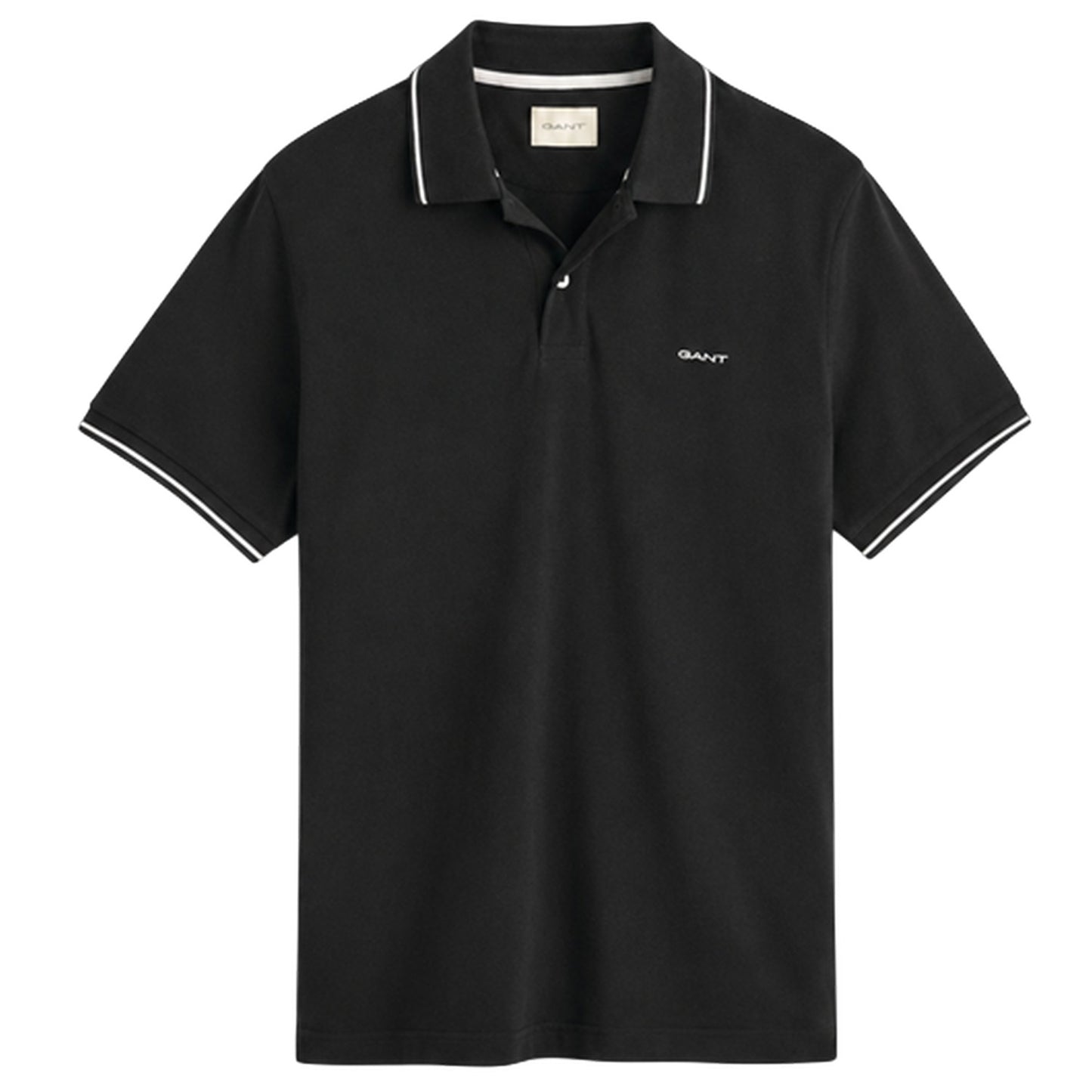 Black - Front - Gant Mens Embroidered Pique Polo Shirt